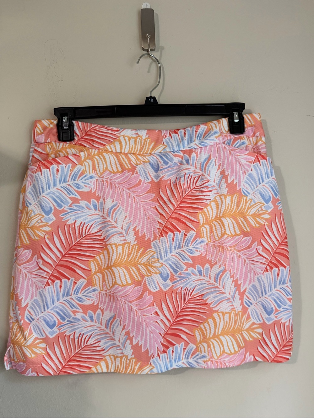hearts of palm Coral Leaf Print Mini Skirt with Pink, Blue & Yellow Leaves